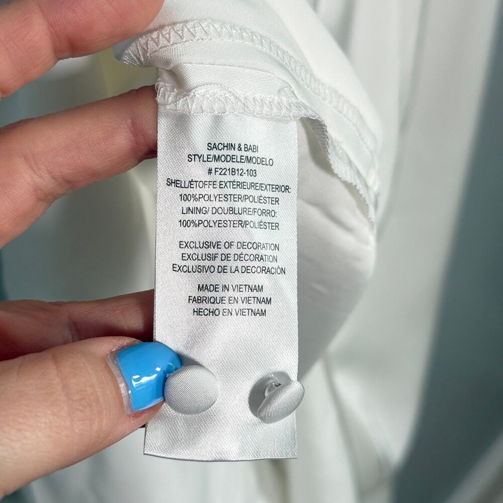 BHLDN Sachin & Babi Dylan White Satin Slip Midi Bridal Dress Lace Back Button 14 - Picture 7 of 9